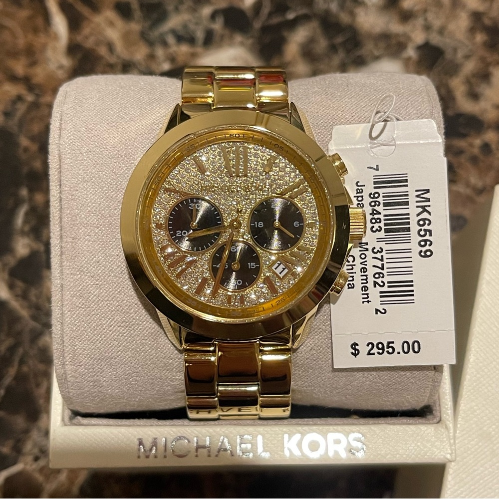 Michael Kors Gold Chronograph Crystal Watch